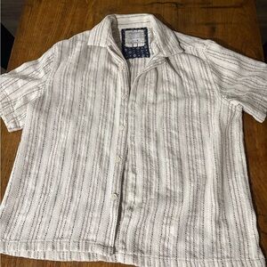 Denim & Flower Cream Striped Casual Shirt